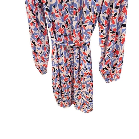 Well Worn Women's White, Blue, Red & Black Viscose Button Down Long Sleeve Dress - Picture 13 of 16